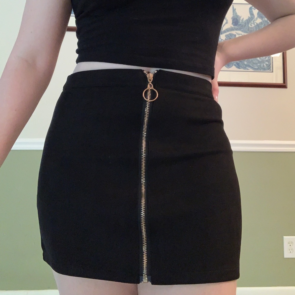 Cute black velvet mini skirt